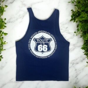 Vintage 80s 90s Single Stitch Route 66 Graphic Muscle Tee Cutoff Tank Top